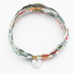 Online HappyBulle Bracelet 3 tours Liberty personnalisé initiale médaille gravée argent coeur 10 mm Argent rhodié 925