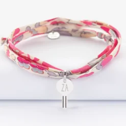 Outlet HappyBulle Bracelet 3 tours Liberty personnalisé médaille gravée argent clé 19x10mm