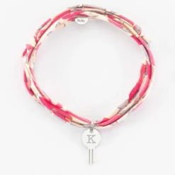 Outlet HappyBulle Bracelet 3 tours Liberty personnalisé médaille gravée argent clé 19x10mm