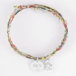 Hot HappyBulle Bracelet 3 tours Liberty personnalisé médaille gravée argent 15 mm et breloque petit garçon scintillant 12 mm Argent rhodié 925