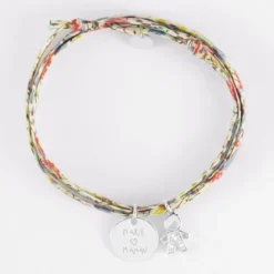 Hot HappyBulle Bracelet 3 tours Liberty personnalisé médaille gravée argent 15 mm et breloque petit garçon scintillant 12 mm Argent rhodié 925