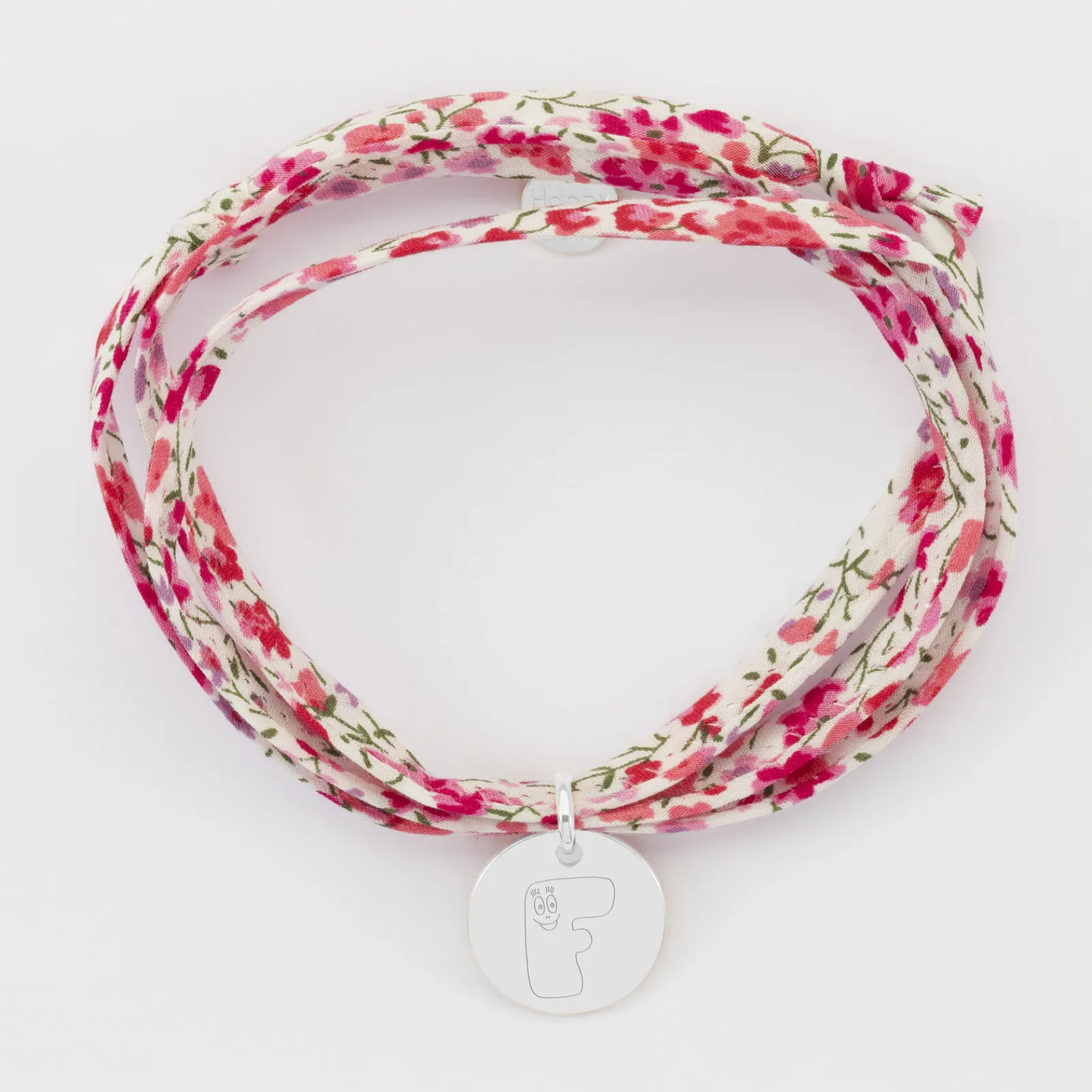 Discount HappyBulle Bracelet 3 tours Liberty personnalisé médaille gravée argent 15 mm - x Barbapapa Argent rhodié 925