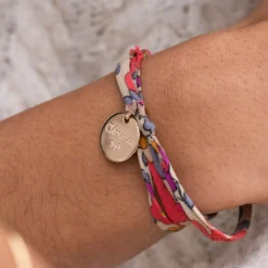 Discount HappyBulle Bracelet 3 tours Liberty personnalisé médaille gravée plaqué or 15 mm - Nos petits imparfaits Plaqué or 18k