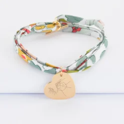 Outlet HappyBulle Bracelet 3 tours Liberty personnalisé médaille gravée plaqué or dormeuse coeur 19x21 mm Plaqué or 18k