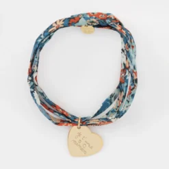 Outlet HappyBulle Bracelet 3 tours Liberty personnalisé médaille gravée plaqué or dormeuse coeur 19x21 mm Plaqué or 18k