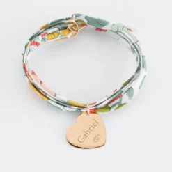 Outlet HappyBulle Bracelet 3 tours Liberty personnalisé médaille gravée plaqué or dormeuse coeur 19x21 mm Plaqué or 18k