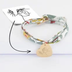 Outlet HappyBulle Bracelet 3 tours Liberty personnalisé médaille gravée plaqué or dormeuse coeur 19x21 mm Plaqué or 18k
