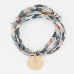 Outlet HappyBulle Bracelet 3 tours Liberty personnalisé médaille gravée plaqué or 19 mm - x Barbapapa Plaqué or 18k