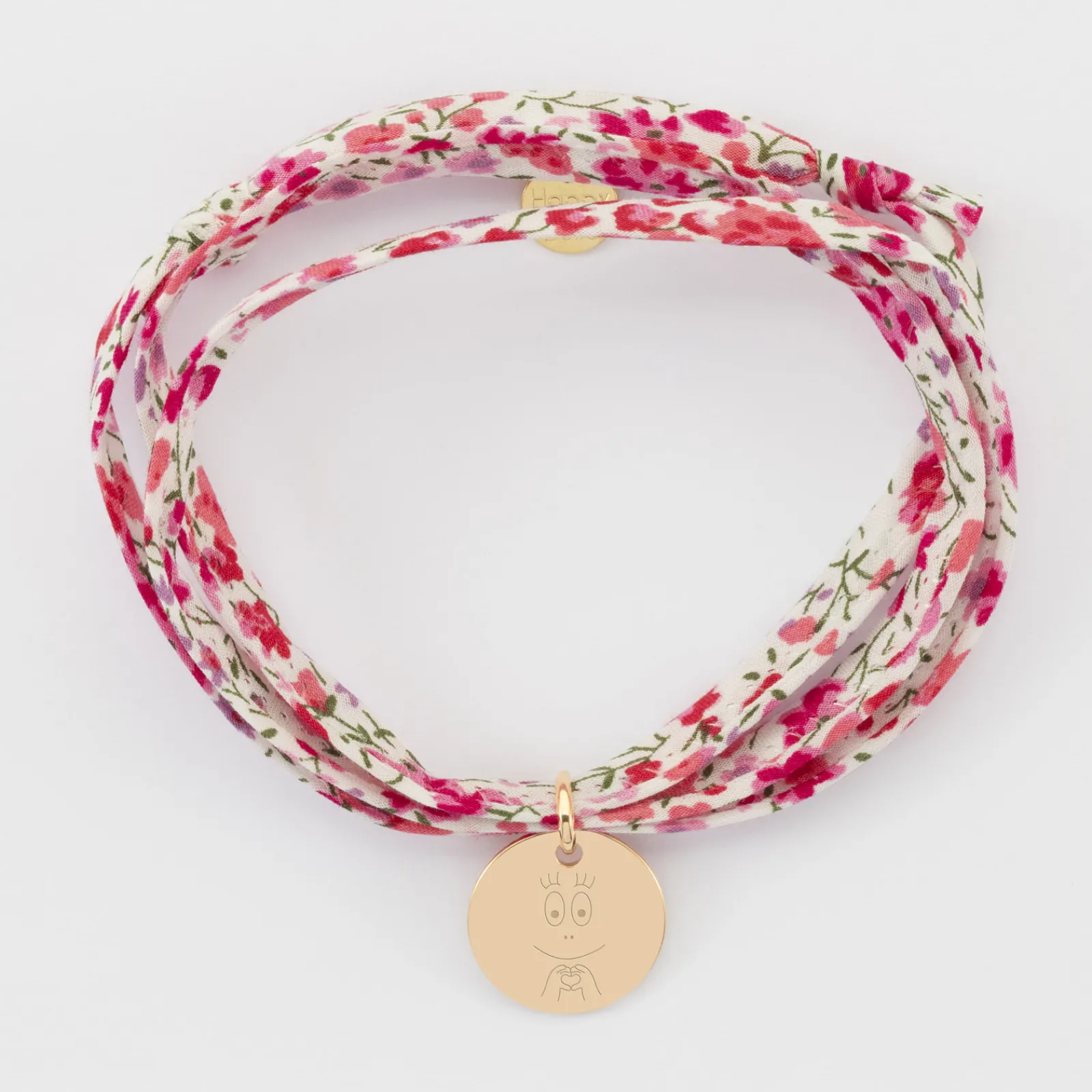 Discount HappyBulle Bracelet 3 tours Liberty personnalisé médaille gravée plaqué or 15 mm - x Barbapapa Plaqué or 18k