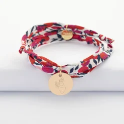 Discount HappyBulle Bracelet 3 tours Liberty personnalisé médaille gravée plaqué or 15 mm - x Barbapapa Plaqué or 18k