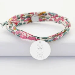 Best HappyBulle Bracelet 3 tours Liberty personnalisé médaille gravée argent 19 mm - x Barbapapa Argent rhodié 925
