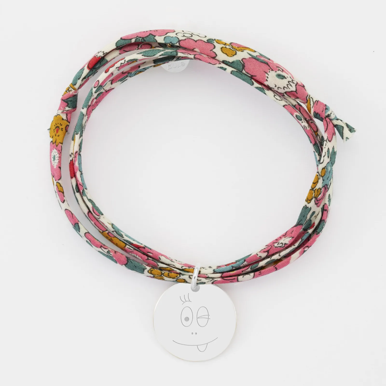 Best HappyBulle Bracelet 3 tours Liberty personnalisé médaille gravée argent 19 mm - x Barbapapa Argent rhodié 925