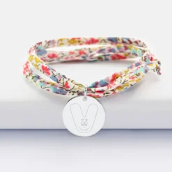 Best HappyBulle Bracelet 3 tours Liberty personnalisé médaille gravée argent 19 mm - x Barbapapa Argent rhodié 925