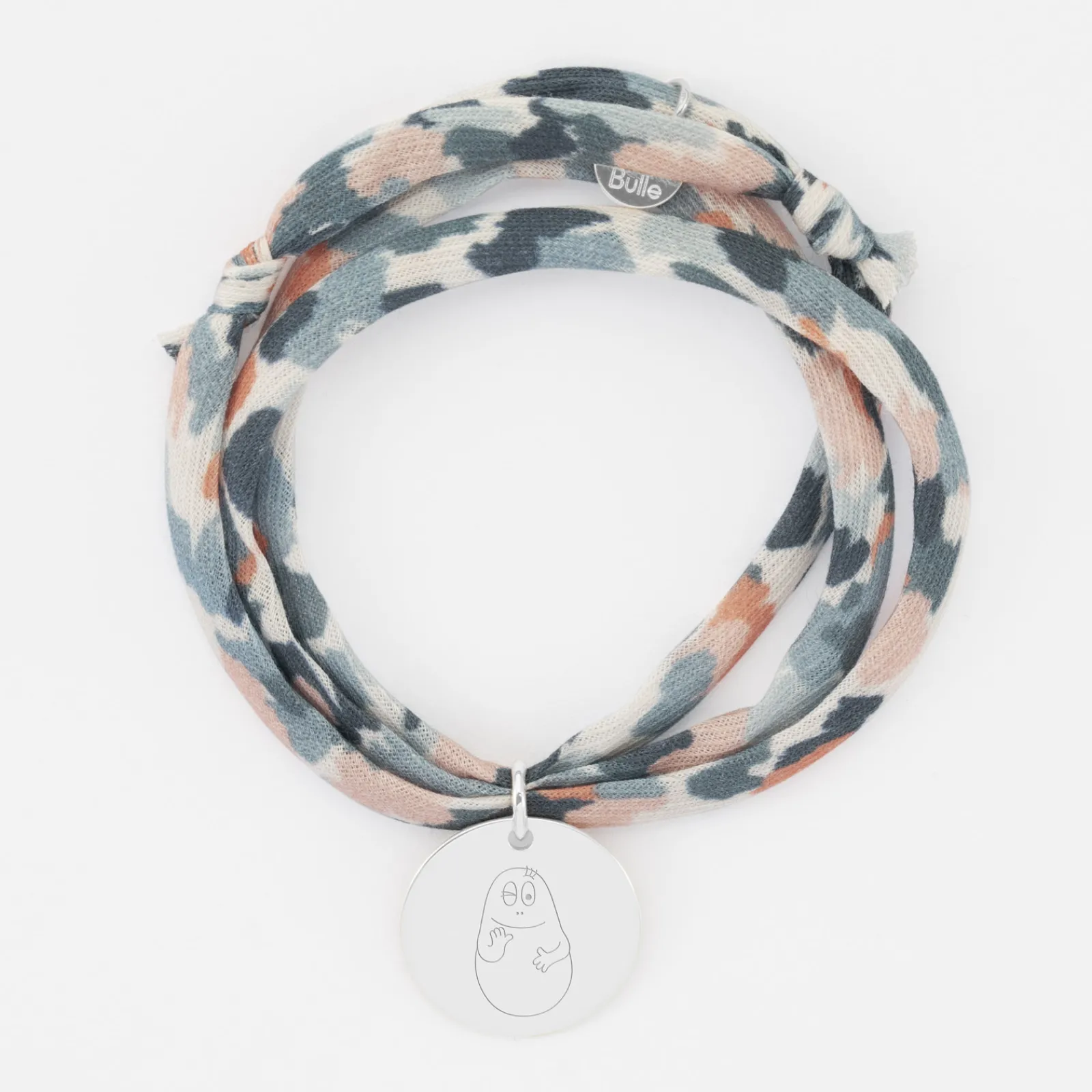 Best HappyBulle Bracelet 3 tours Liberty personnalisé médaille gravée argent 19 mm - x Barbapapa Argent rhodié 925
