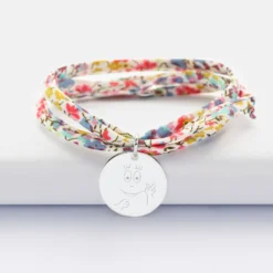 Best HappyBulle Bracelet 3 tours Liberty personnalisé médaille gravée argent 19 mm - x Barbapapa Argent rhodié 925