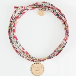 Hot HappyBulle Bracelet 3 tours Liberty personnalisé médaille vintage dentelée gravée plaqué or 17 mm Plaqué or 18k
