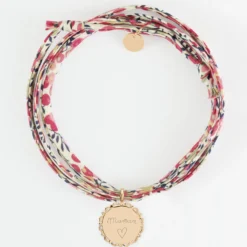 Hot HappyBulle Bracelet 3 tours Liberty personnalisé médaille vintage dentelée gravée plaqué or 17 mm Plaqué or 18k