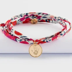 New HappyBulle Bracelet 3 tours Liberty personnalisé médaille gravée plaqué or colombe texturée 14 mm Plaqué or 18k