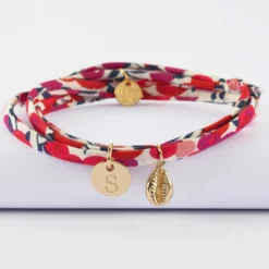 Best HappyBulle Bracelet 3 tours Liberty personnalisé médaille gravée plaqué or 10 mm et breloque(s) summer - à composer Plaqué or 18k
