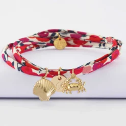 Best HappyBulle Bracelet 3 tours Liberty personnalisé médaille gravée plaqué or 10 mm et breloque(s) summer - à composer Plaqué or 18k