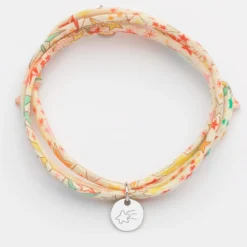Best HappyBulle Bracelet 3 tours Liberty personnalisé initiale médaille gravée argent 10 mm Argent rhodié 925