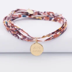 Clearance HappyBulle Bracelet 3 tours Liberty personnalisé médaille gravée plaqué or rose des vents texturée 14 mm Plaqué or 18k