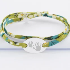 Sale HappyBulle Bracelet 2 tours Liberty personnalisé médaille gravée argent ovale 25x16 mm Argent rhodié 925