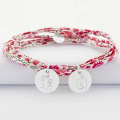 Outlet HappyBulle Bracelet 3 tours Liberty personnalisé 2 médailles gravées argent 15 mm Argent rhodié 925