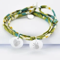 Outlet HappyBulle Bracelet 3 tours Liberty personnalisé 2 médailles gravées argent 15 mm Argent rhodié 925