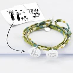 Outlet HappyBulle Bracelet 3 tours Liberty personnalisé 2 médailles gravées argent 15 mm Argent rhodié 925