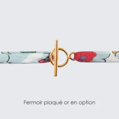 Best HappyBulle Bracelet 3 tours Liberty personnalisé médaille contour fleur gravée plaqué or 18 mm