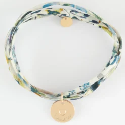 Outlet HappyBulle Bracelet 3 tours Liberty personnalisé médaille gravée plaqué or coeur estampillé 15 mm - x Atelier Wagram Plaqué or 18k