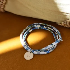 Outlet HappyBulle Bracelet 3 tours Liberty personnalisé médaille gravée plaqué or coeur estampillé 15 mm - x Atelier Wagram Plaqué or 18k