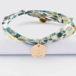 Outlet HappyBulle Bracelet 3 tours Liberty personnalisé médaille gravée plaqué or coeur estampillé 15 mm - x Atelier Wagram Plaqué or 18k
