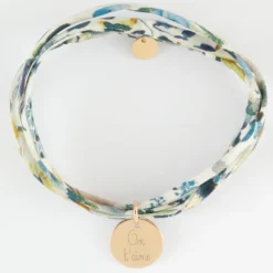 Outlet HappyBulle Bracelet 3 tours Liberty personnalisé médaille gravée plaqué or coeur estampillé 15 mm - x Atelier Wagram Plaqué or 18k