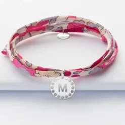 Hot HappyBulle Bracelet 3 tours Liberty personnalisé médaille lettre initiale dentelle argent 14 mm