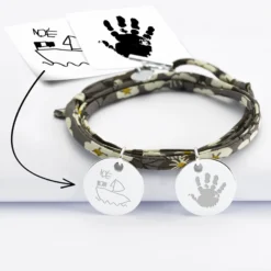 Sale HappyBulle Bracelet 3 tours Liberty personnalisé 2 médailles gravées argent 19 mm Argent rhodié 925