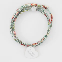 Clearance HappyBulle Bracelet 3 tours Liberty personnalisé médaille gravée argent dormeuse coeur 19x21 mm Argent rhodié 925