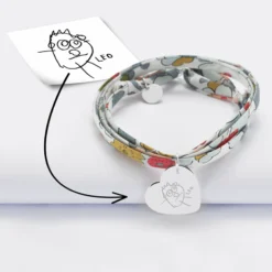 Clearance HappyBulle Bracelet 3 tours Liberty personnalisé médaille gravée argent dormeuse coeur 19x21 mm Argent rhodié 925