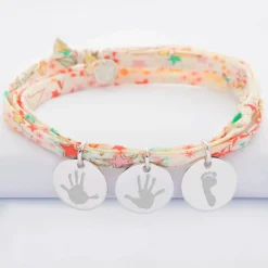 New HappyBulle Bracelet 3 tours Liberty personnalisé 3 médailles gravées argent 15 mm Argent rhodié 925