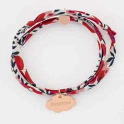 Sale HappyBulle Bracelet 3 tours Liberty personnalisé prénom médaille gravée plaqué or rose nuage 20x14 mm Plaqué or rose 18k