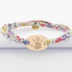 Discount HappyBulle Bracelet 2 tours Liberty personnalisé médaille gravée plaqué or ovale 25x16 mm Plaqué or 18k