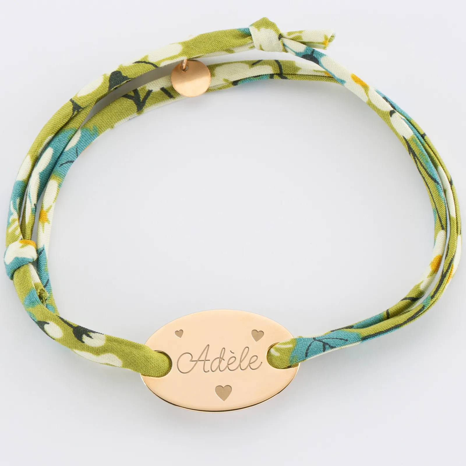 Discount HappyBulle Bracelet 2 tours Liberty personnalisé médaille gravée plaqué or ovale 25x16 mm Plaqué or 18k