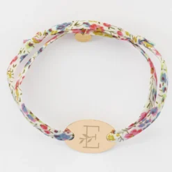 Discount HappyBulle Bracelet 2 tours Liberty personnalisé médaille gravée plaqué or ovale 25x16 mm Plaqué or 18k