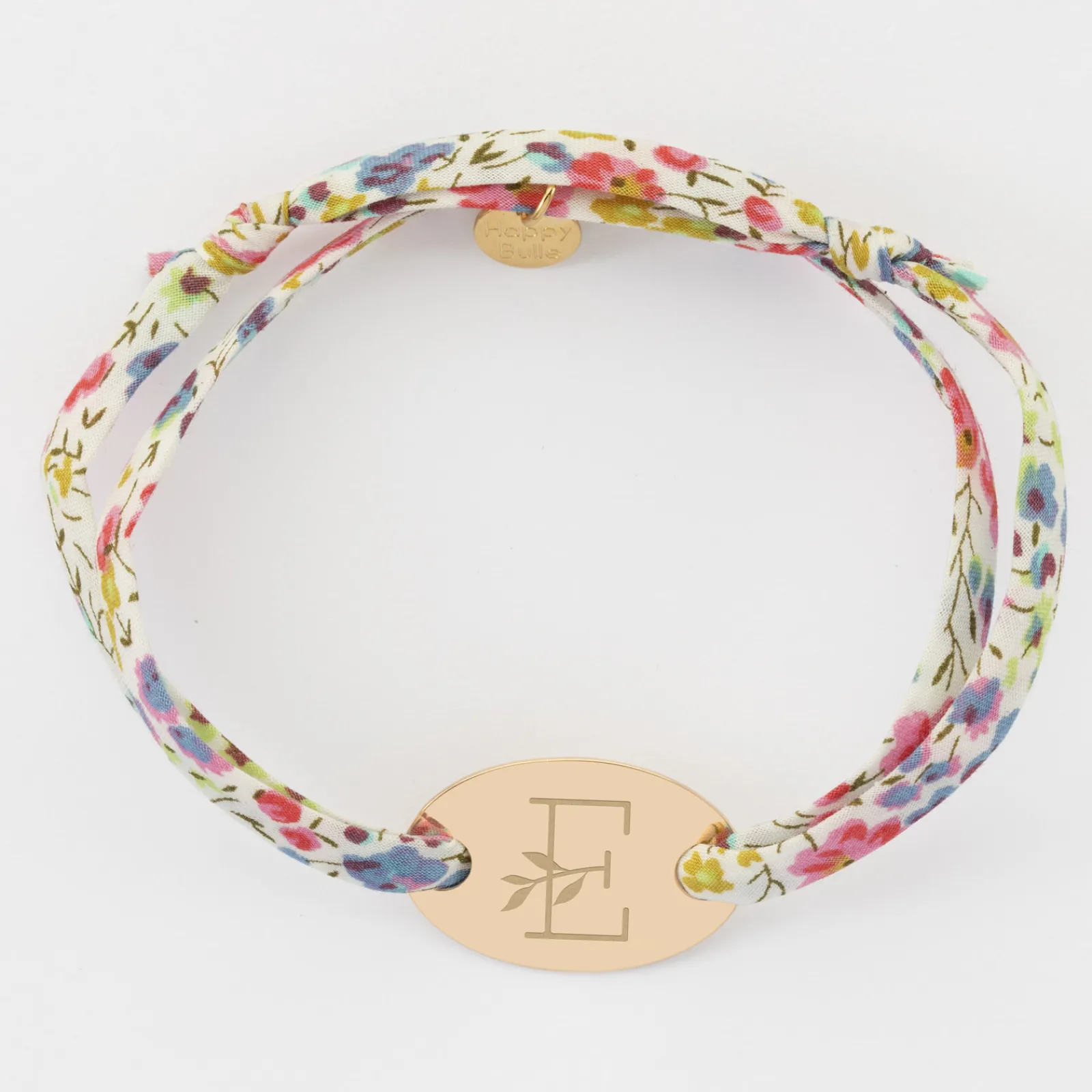Discount HappyBulle Bracelet 2 tours Liberty personnalisé médaille gravée plaqué or ovale 25x16 mm Plaqué or 18k