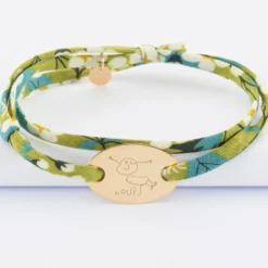 Discount HappyBulle Bracelet 2 tours Liberty personnalisé médaille gravée plaqué or ovale 25x16 mm Plaqué or 18k