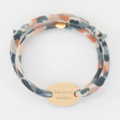 Discount HappyBulle Bracelet 2 tours Liberty personnalisé médaille gravée plaqué or ovale 25x16 mm Plaqué or 18k