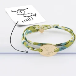 Discount HappyBulle Bracelet 2 tours Liberty personnalisé médaille gravée plaqué or ovale 25x16 mm Plaqué or 18k