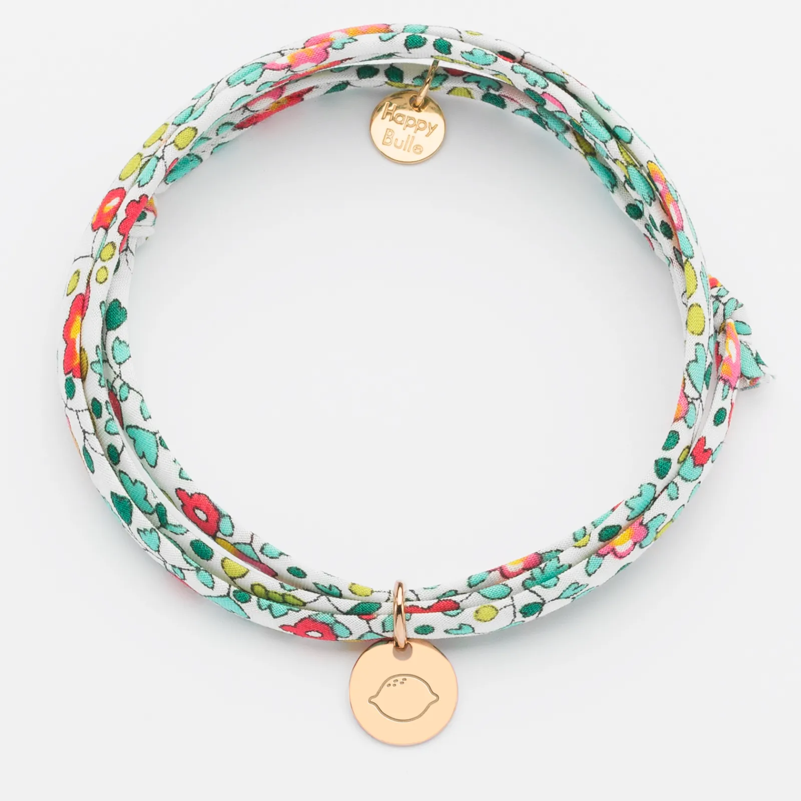 Discount HappyBulle Bracelet 3 tours Liberty personnalisé initiale médaille gravée plaqué or 10 mm Plaqué or 18k