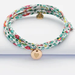 Discount HappyBulle Bracelet 3 tours Liberty personnalisé initiale médaille gravée plaqué or 10 mm Plaqué or 18k